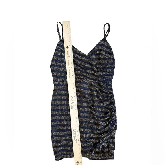 Dress the Population Cosmopolitan NWT Sleeveless Bodycon Mini Dress Gold Blue XL - Picture 6 of 8